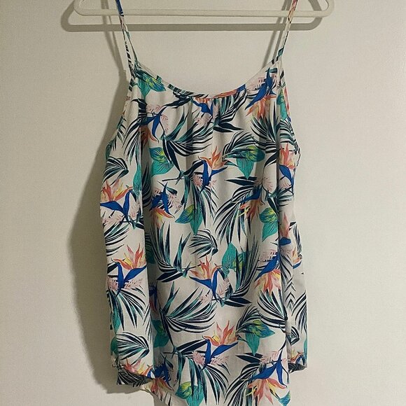 Time and Tru Women's Colorfully Tropical Cami Tank Top Adjustable Straps Size L - Picture 1 of 5
